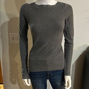 Express Heather Gray Long Sleeve Women's Top